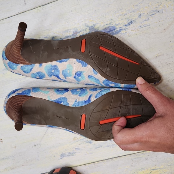 Blue leopard print linen heels Rockport TotalMotion Size 8 Never worn - Picture 9 of 12